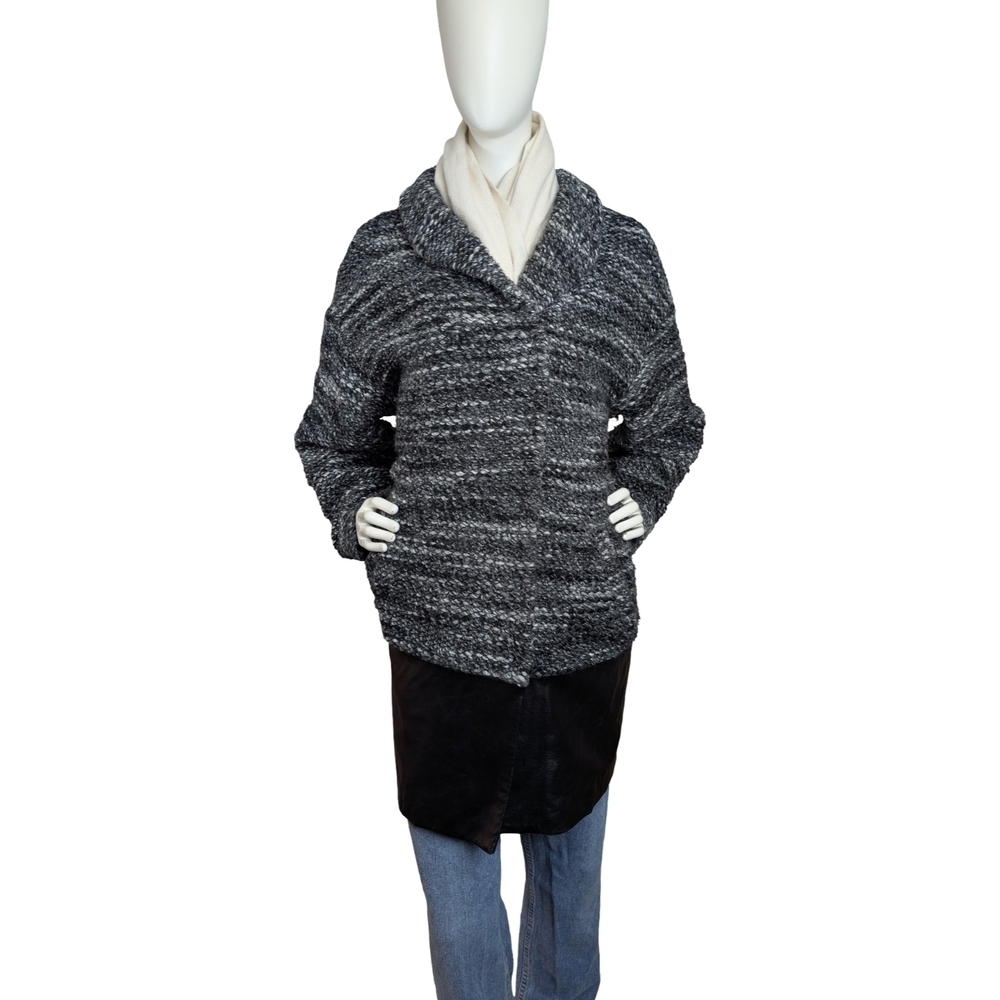 Danier Woven Wool & Leather Cocoon Jacket | Made in Canada | Size Large